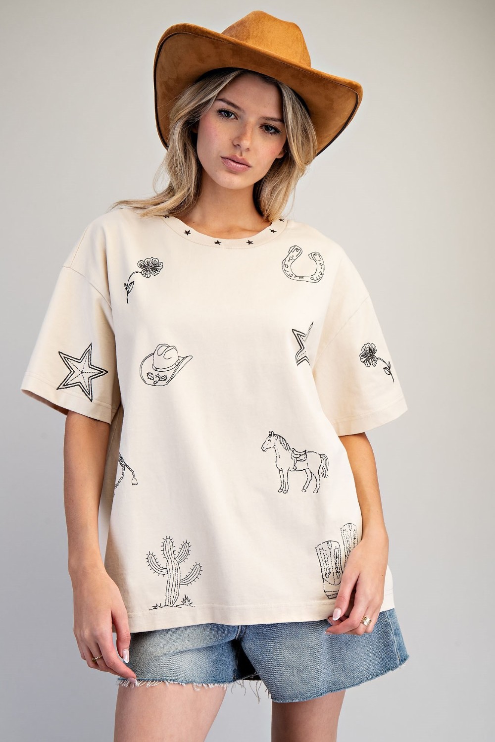 High Noon Icons Boxy Graphic Tee, Bone