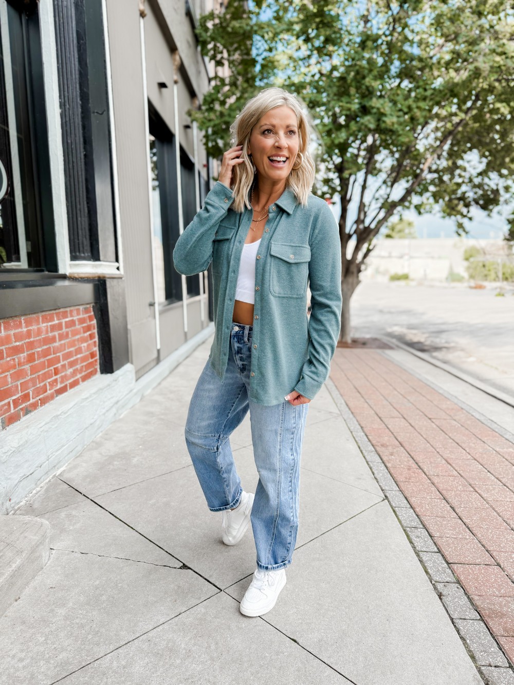 Cassian Button Up Shirt, Spruce Heather