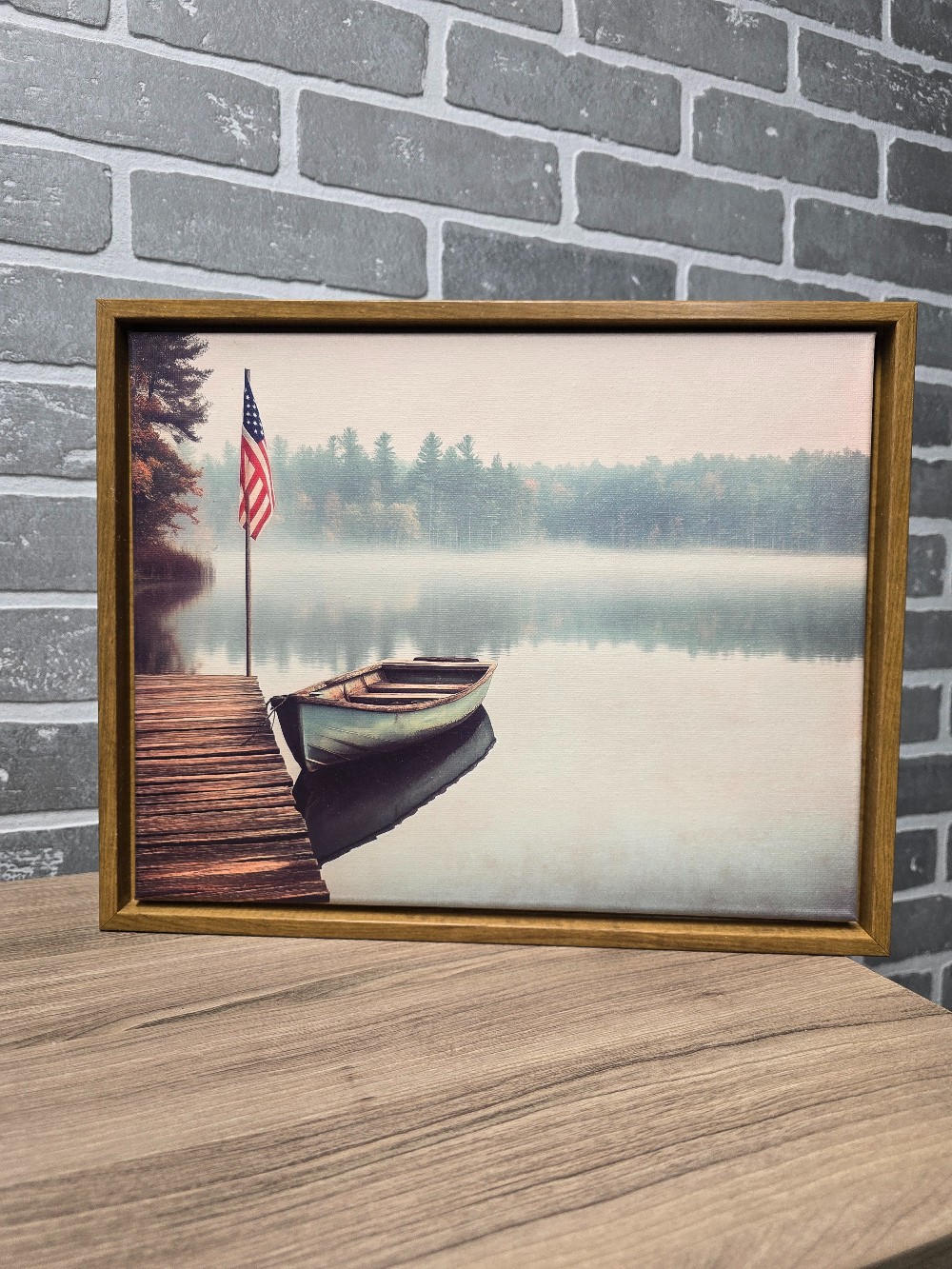 Lake Boat 8 x 10 Framed Canvas