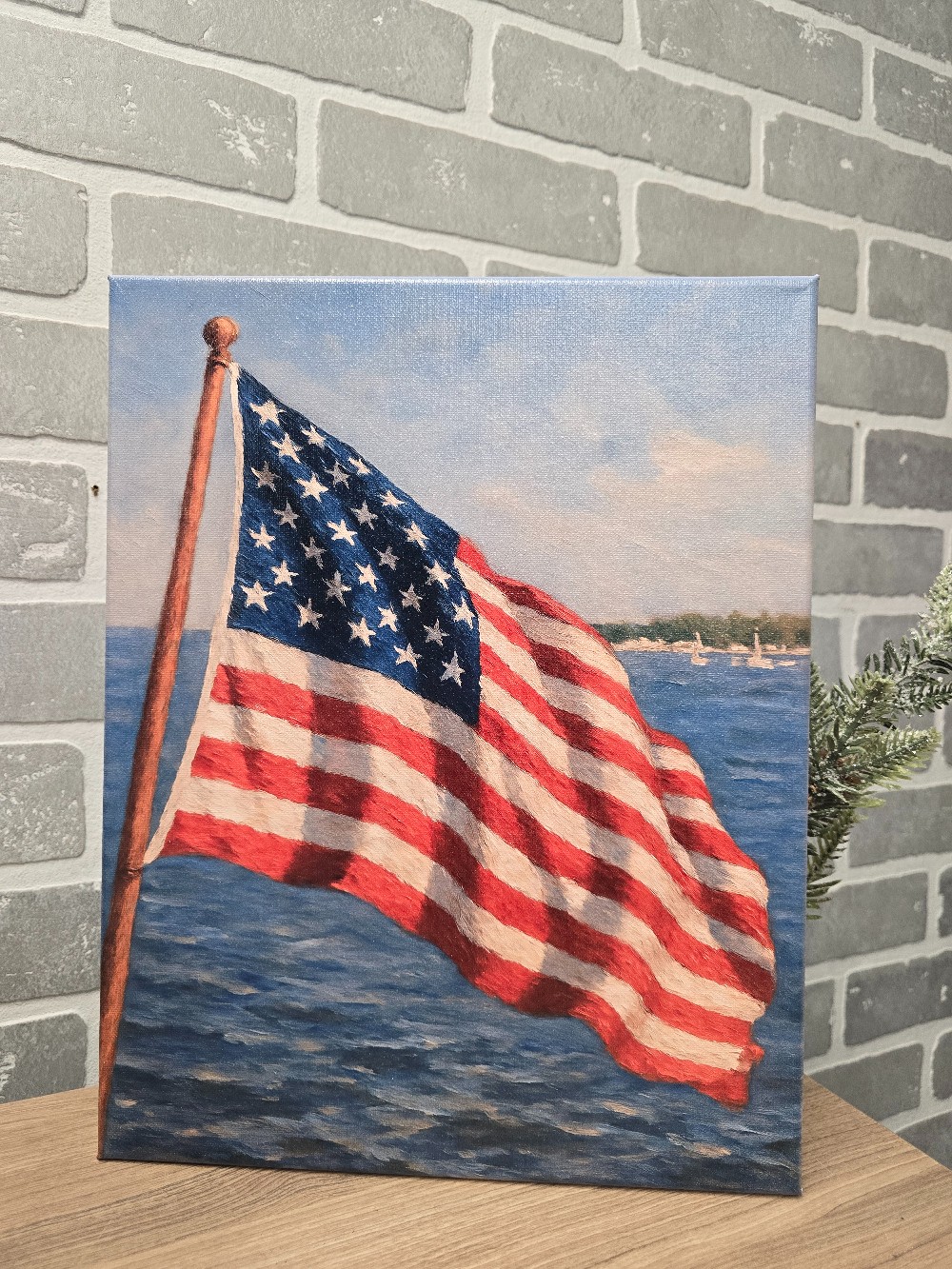 Patriotic Lake Flag 8 x 10 wrapped