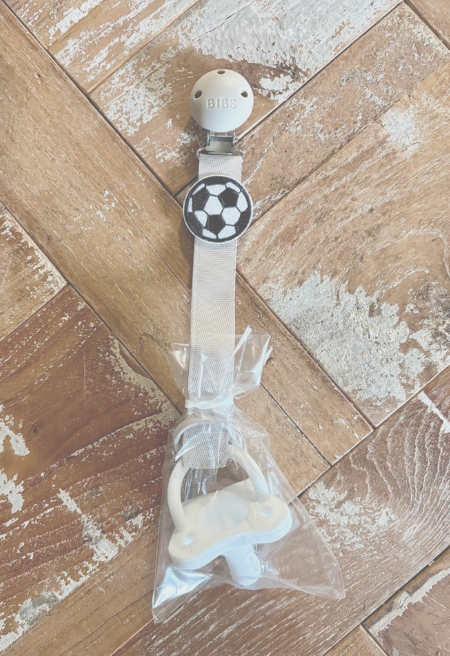 BIBS pacifier clip soccer + Paci. MiaLouKC