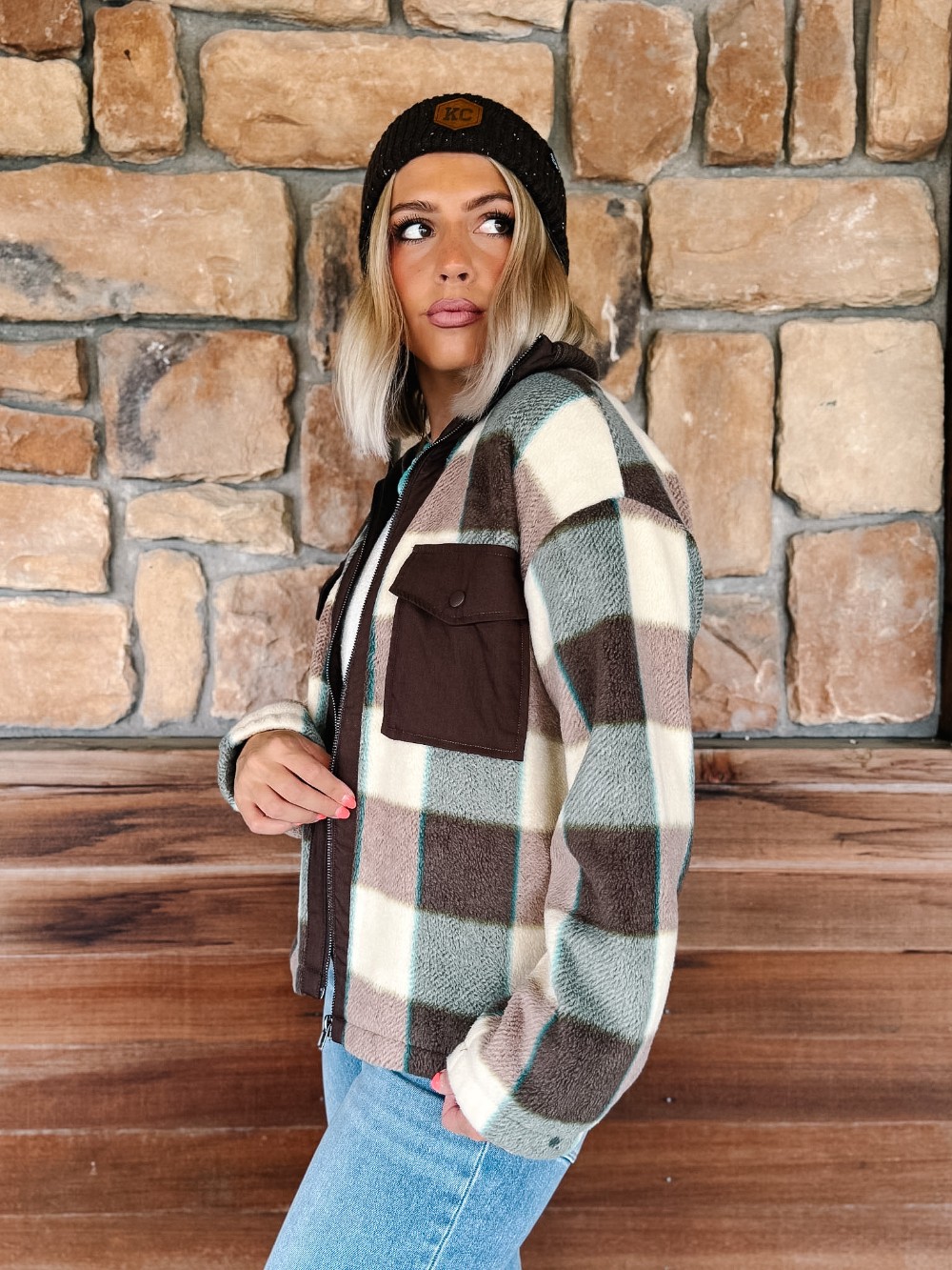 The Harrison Plaid Fleece Zip Jacket