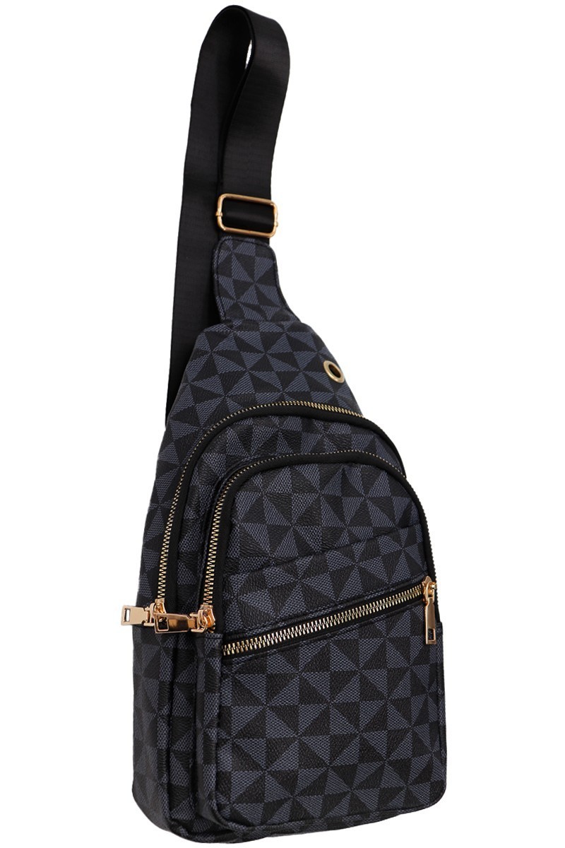 Black Triangle Crossbody Sling Bag