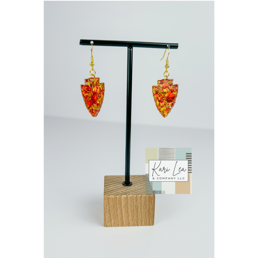 Arrowhead Earrings - Red/Gold (Mini)