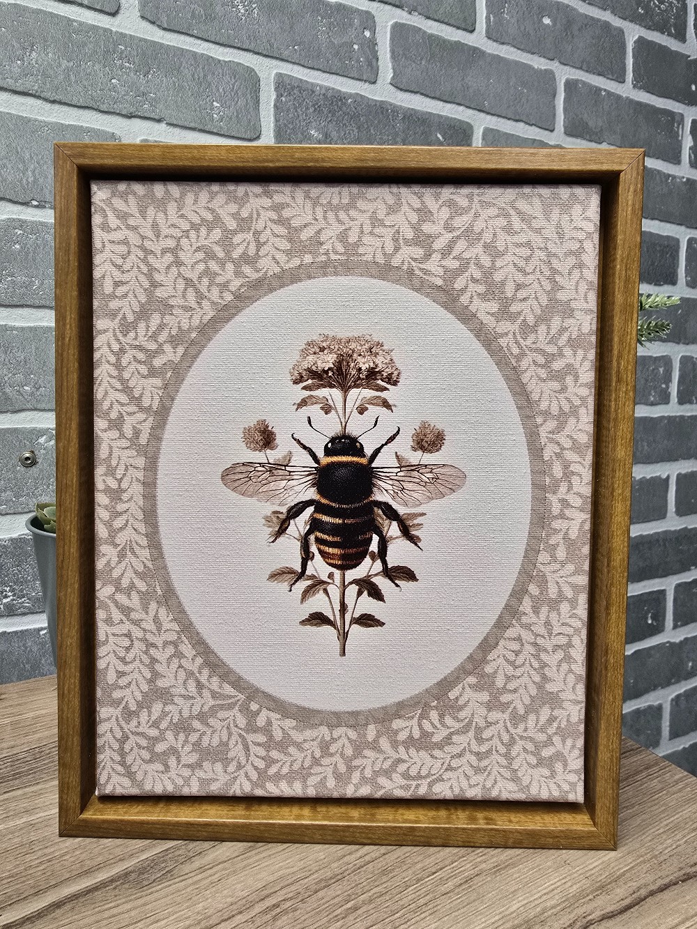 Vintage Bee Floral 8 x 10 framed canvas