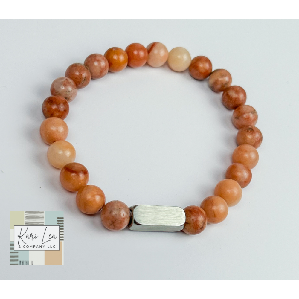 Beaded Stone Bracelet - Pink Aventurine