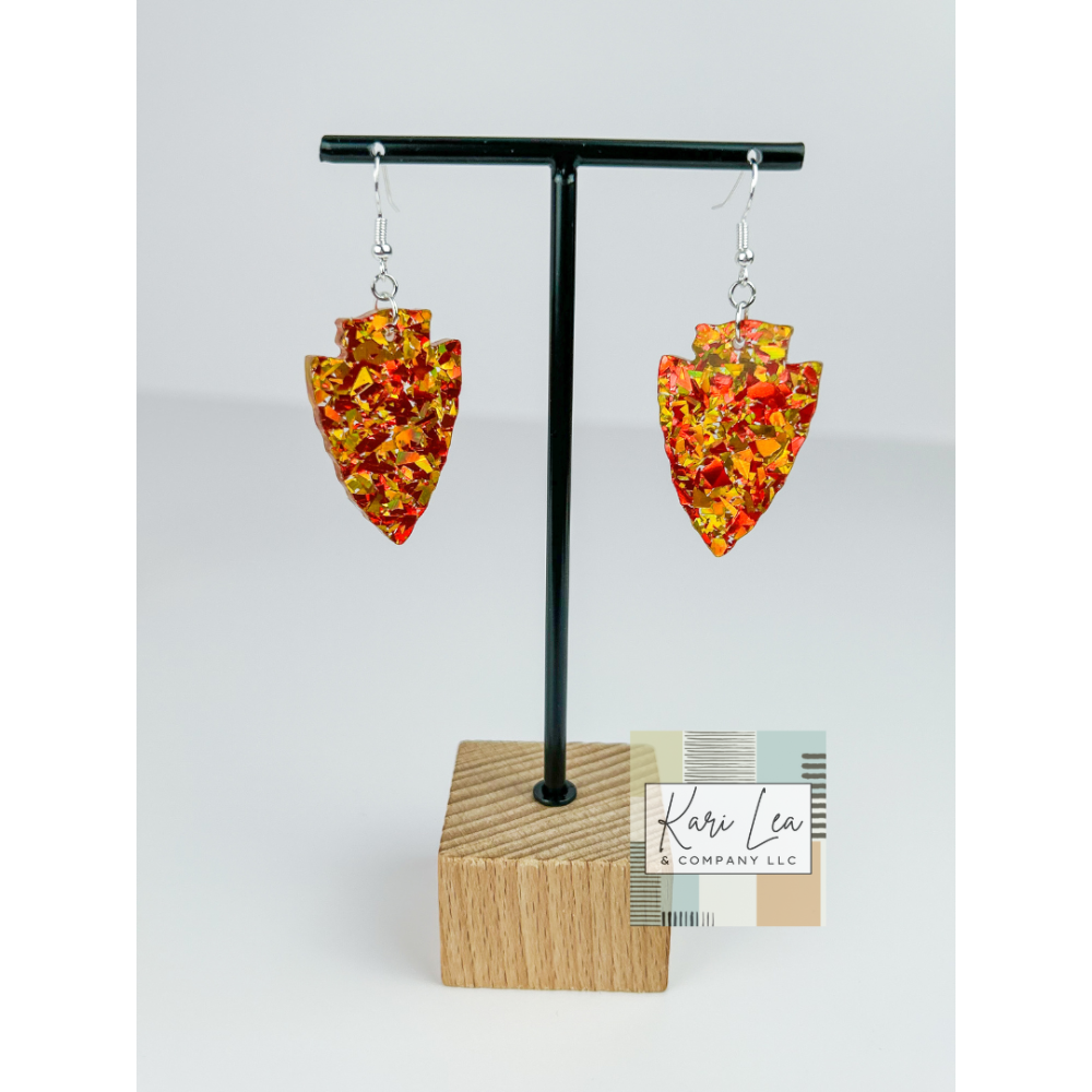 Arrowhead Earrings - Red/Gold (Petite)