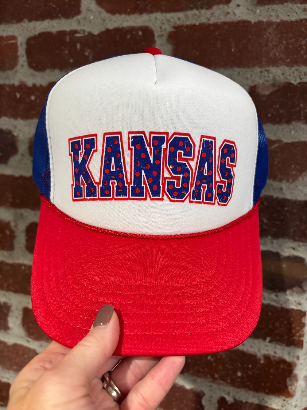 Kansas Red White & Blue Trucker Hat