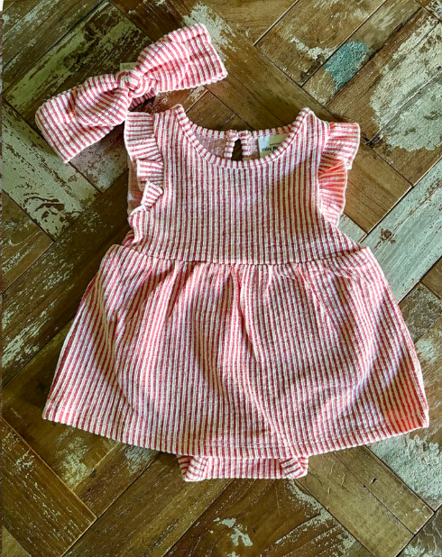 Petit Lem's red dress/headband  3 mo MiaLouKC