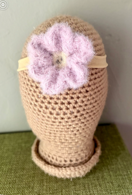 crochet flower headband lavender MiaLouKC