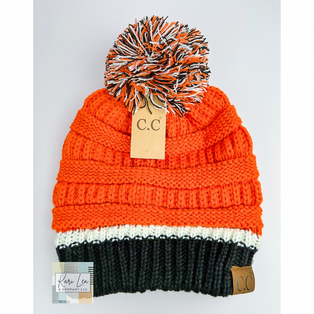 School Spirit Beanie - Orange/Black/White