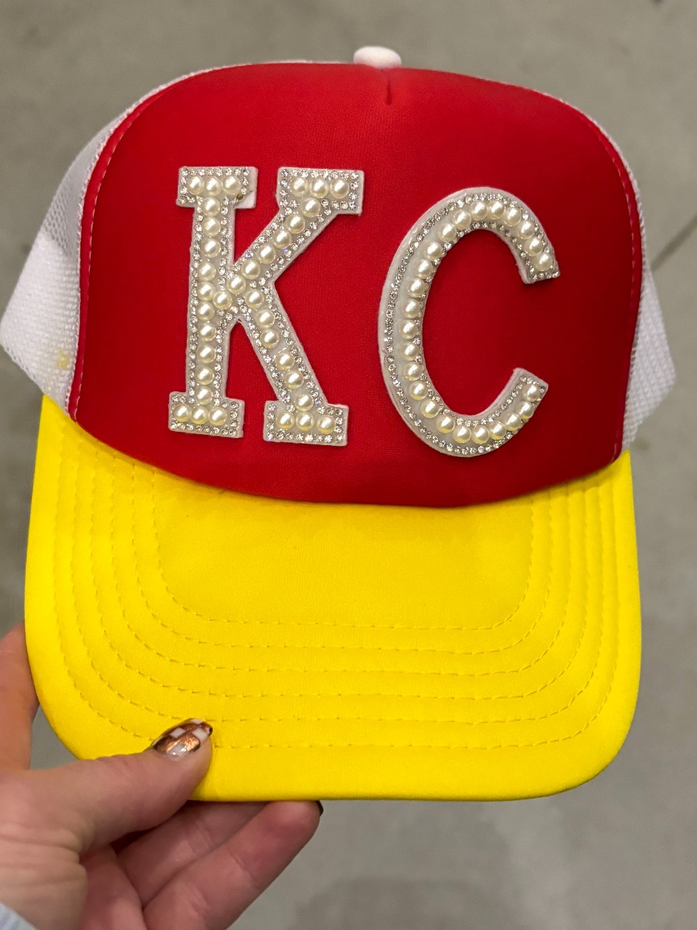 Red & Yellow KC Pearl Trucker Hat
