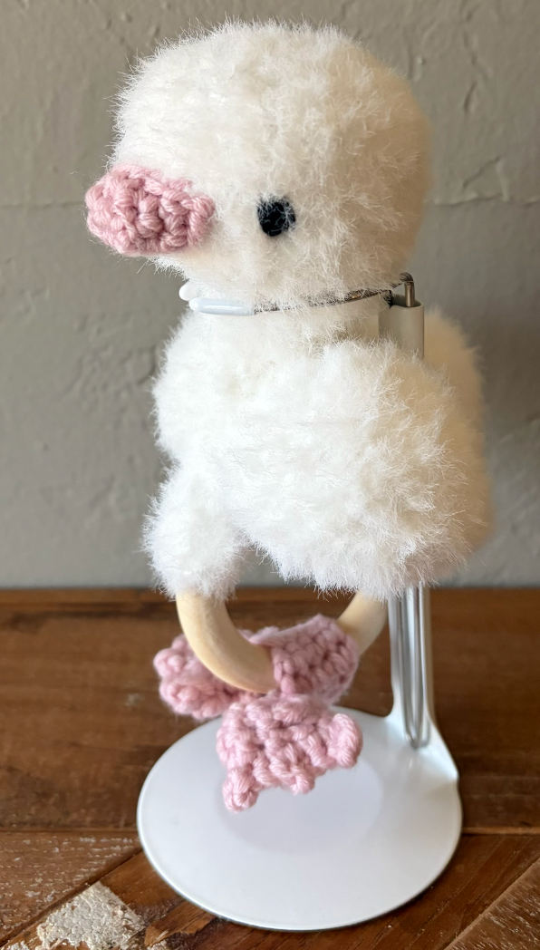 Handmade Crochet Wooden Baby Chick Teether
