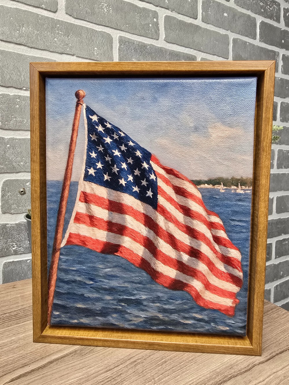 Patriotic Flag Lake Framed 8 x 10