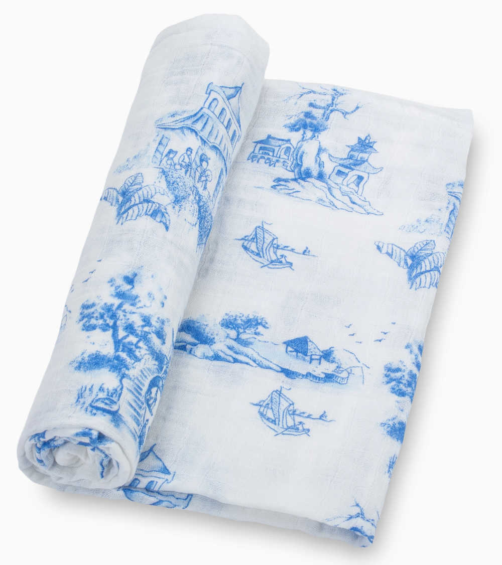 Chinoiserie Muslin Swaddle Blanket