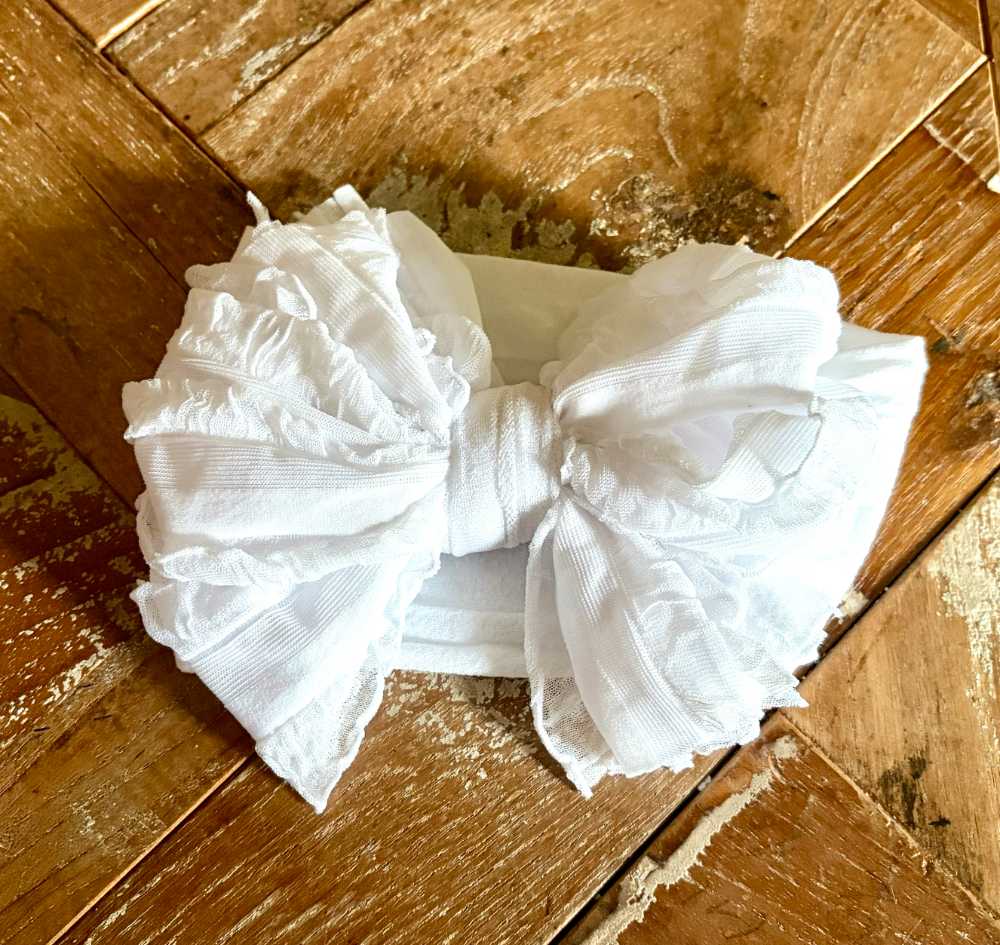 White big bow headband  MiaLouKC