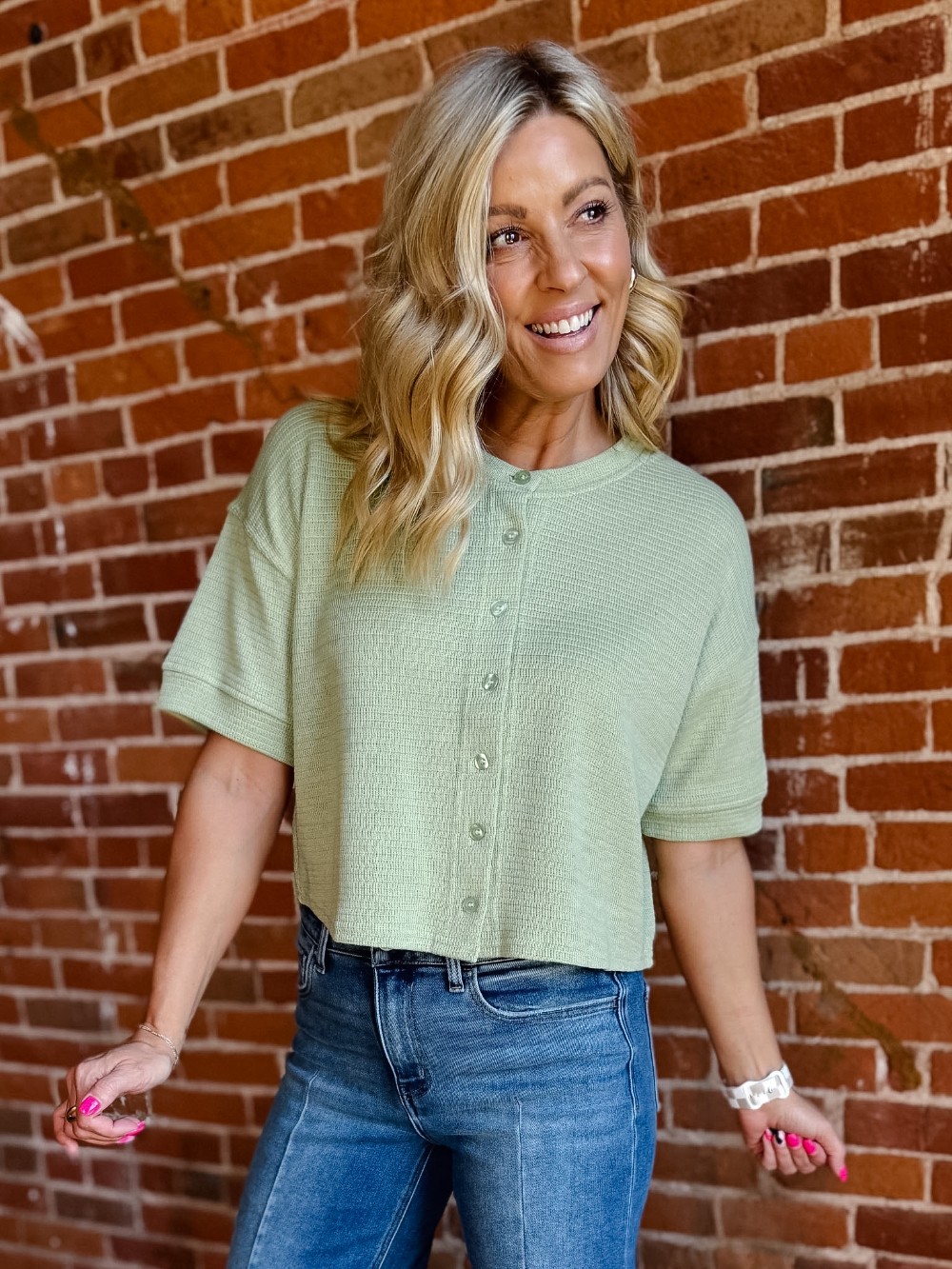 Easy Living Button Up Cardigan, Green