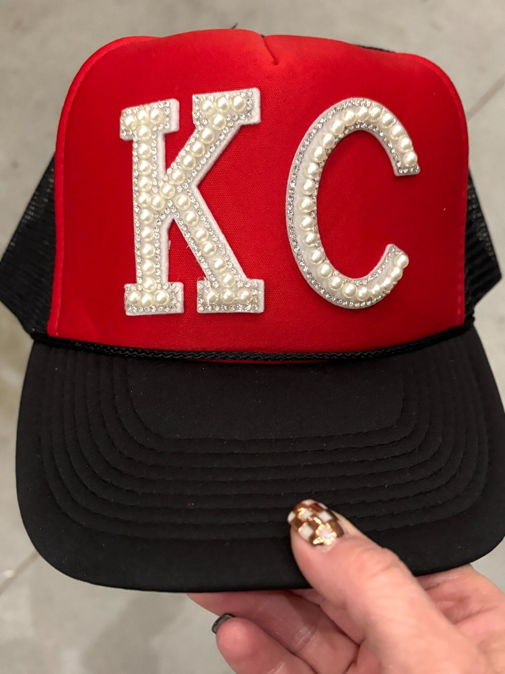 Black & Red KC Pearl Trucker Hat