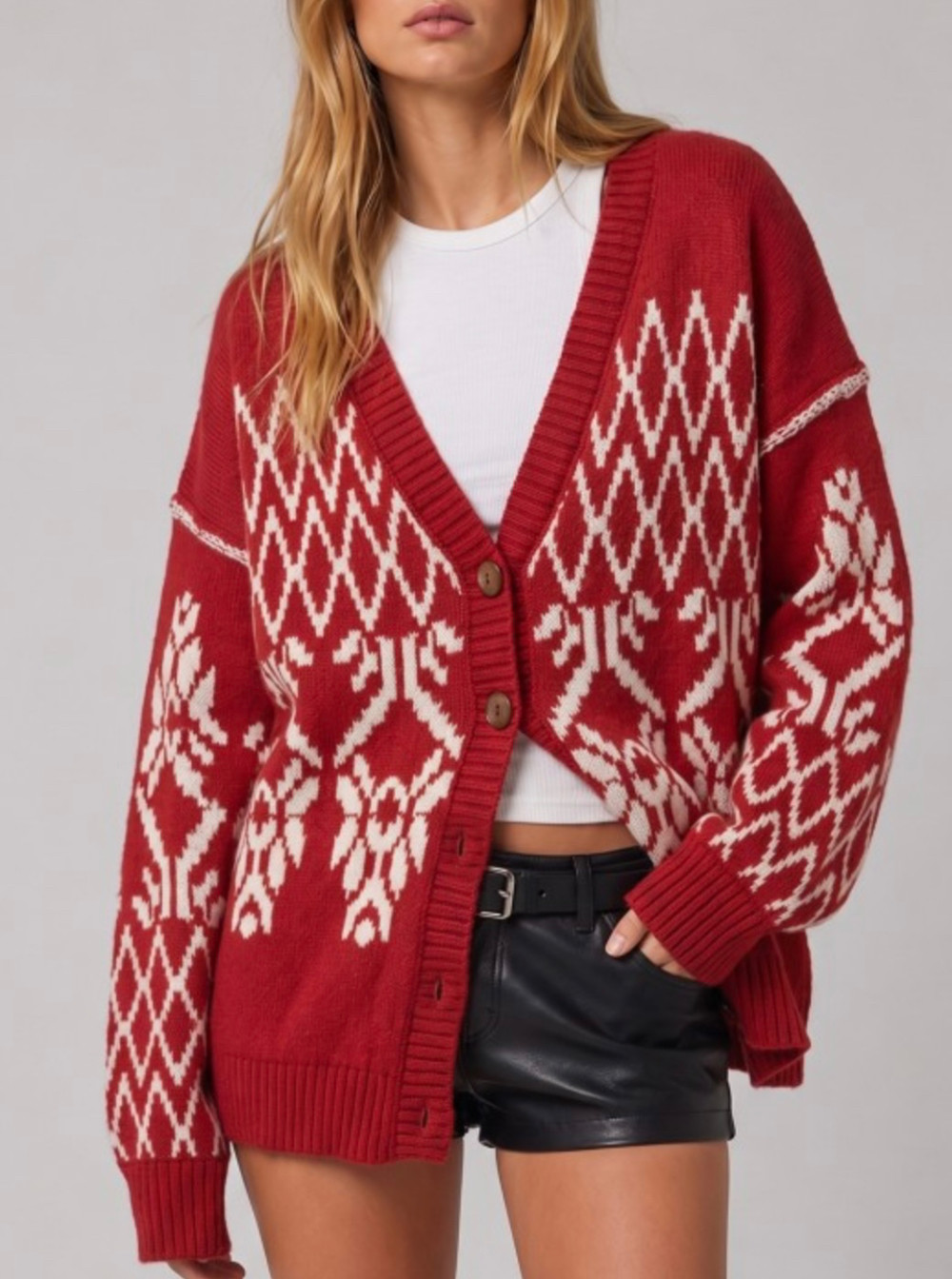 Winter Lodge Cardi in Red