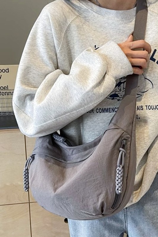 Grey Crescent Crossbody Bag