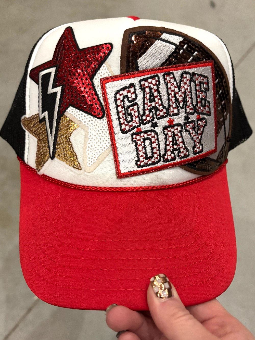 Game Day Sequin Stars Trucker Hat