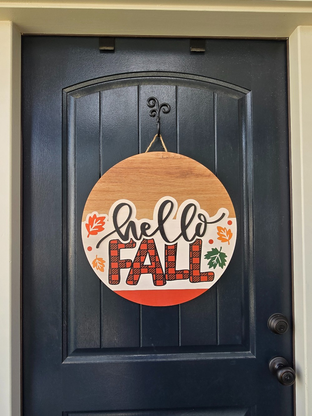 Hello Fall Plaid Door Hanger