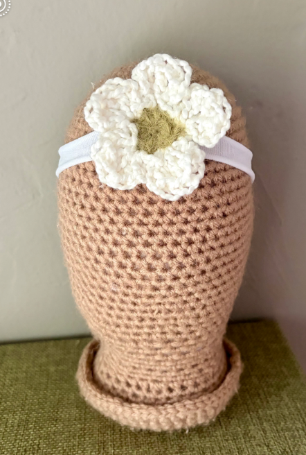 Crochet flower headband white MiaLouKC