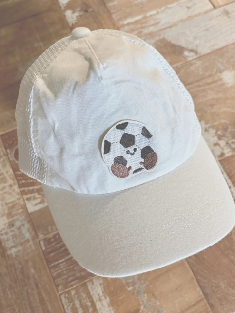 Infant white soccer ball cap  MiaLouKC