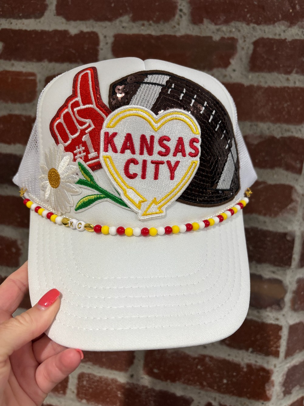 Sequin Football Daisy Trucker Hat