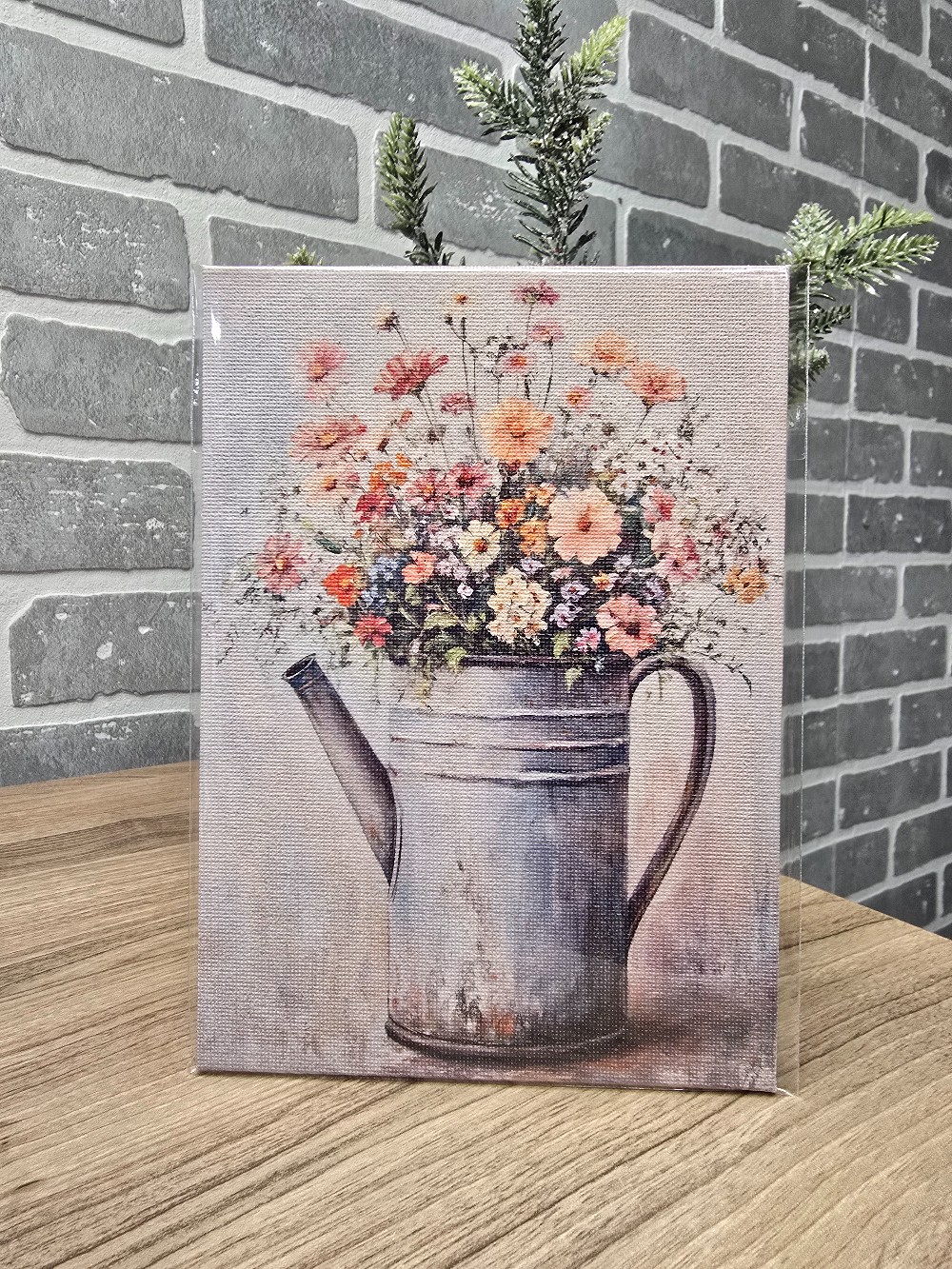 Spring Floral Water Can 11 x 14 Flat Canvas