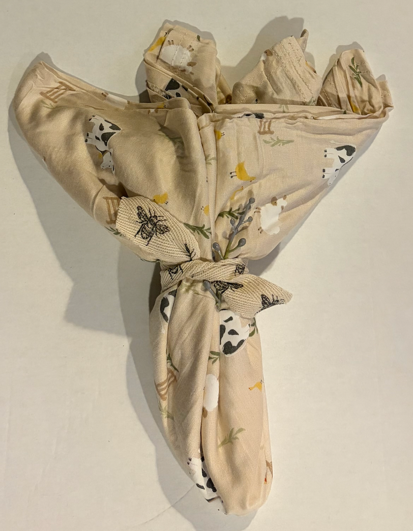 Milkberry Bamboo Swaddle (Farm Animals - Cream) - MiaLou KC