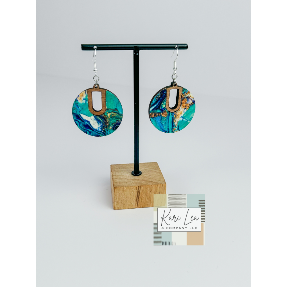 2 Piece Hoop Earring - Variety of wood stain & Acrylic Combos.