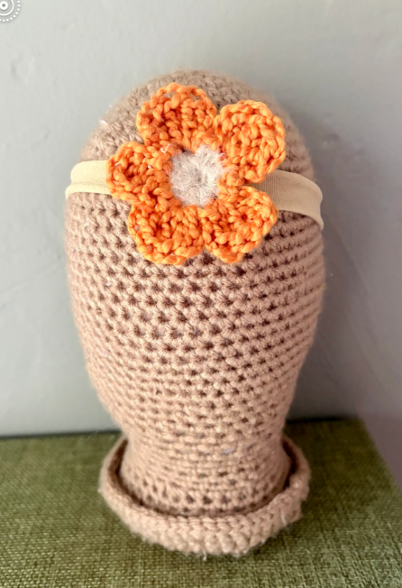 crochet flower headband orange MiaLouKC