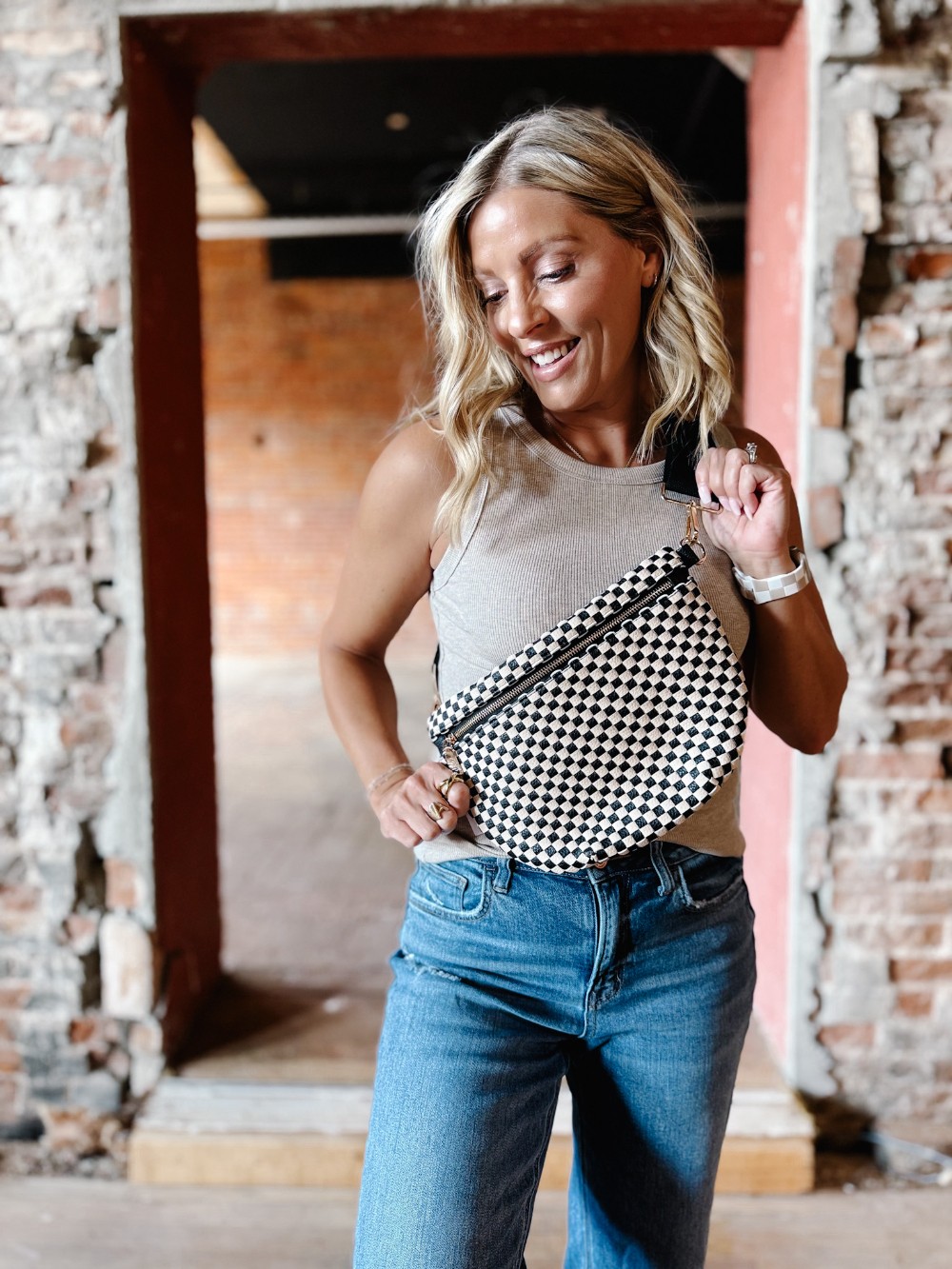 Westlyn Woven Bum Bag, Black