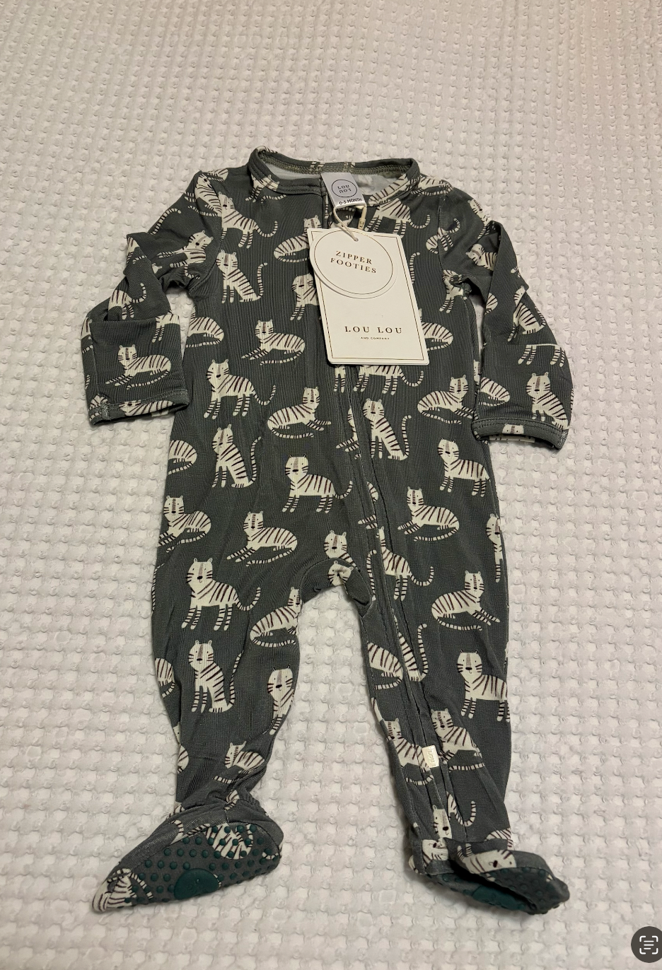 Lou Lou tiger zipper footie 0-3 mo  MiaLouKC