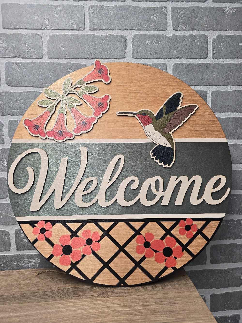Hummingbird Welcome Door Sign