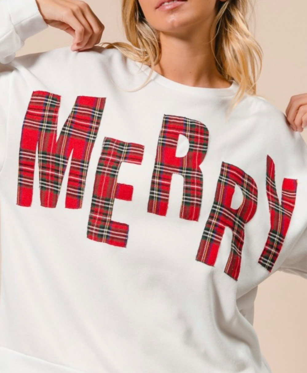 Plaid MERRY Sweatshirt