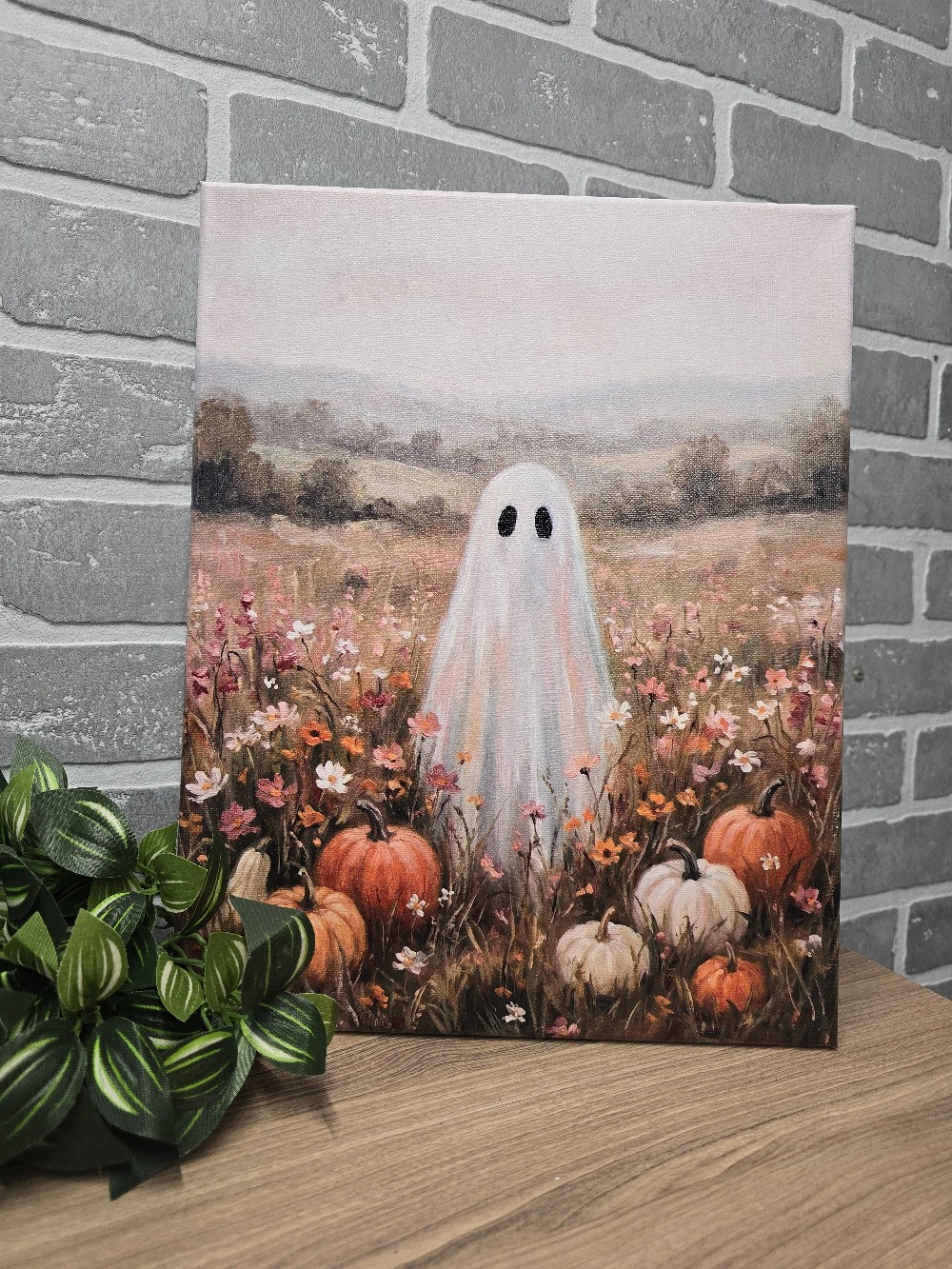 Flower pumpkin field ghost11 x 14 wrapped