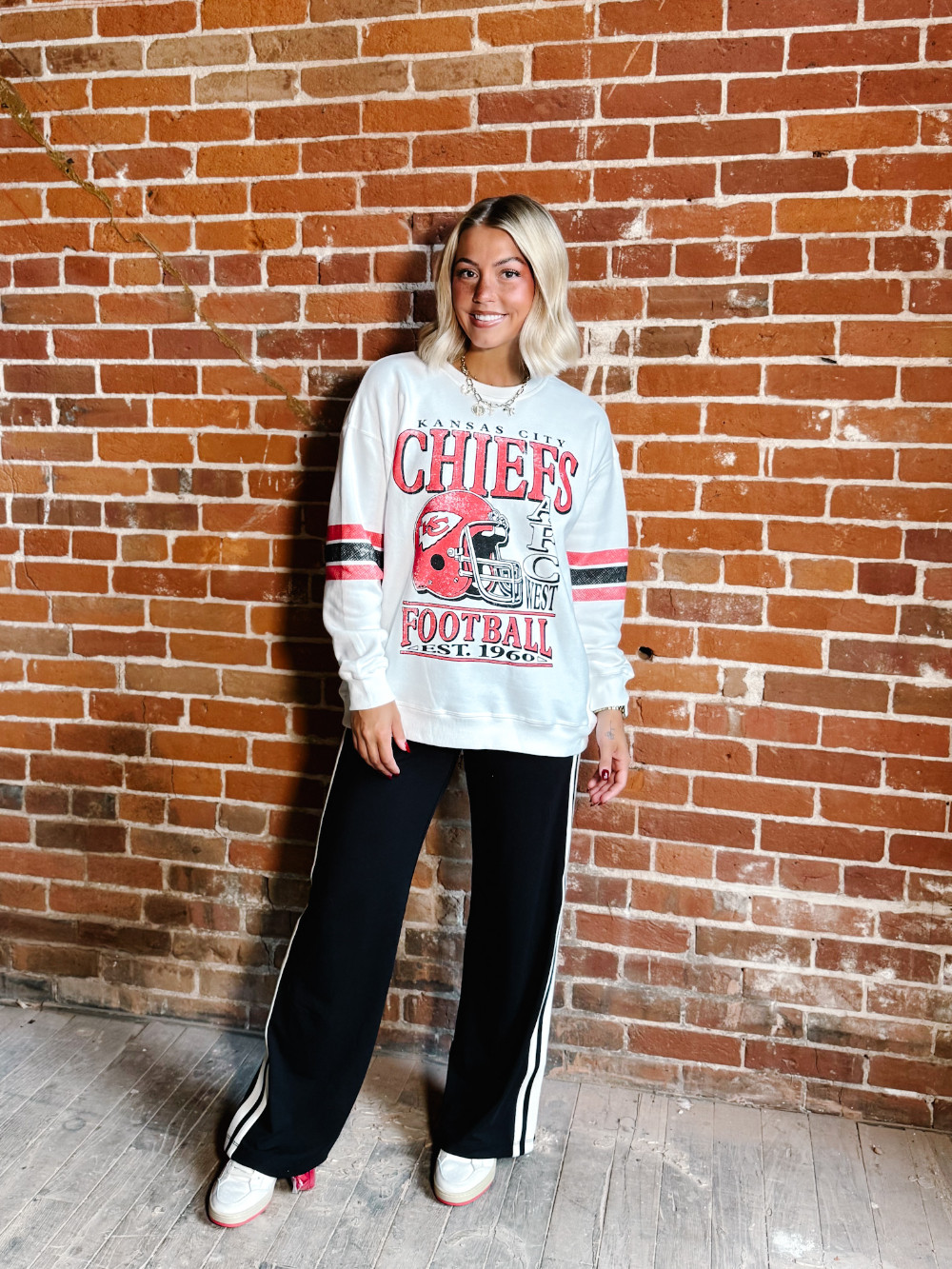 Kansas City Chiefs Oversized Striped Fleece Pullover