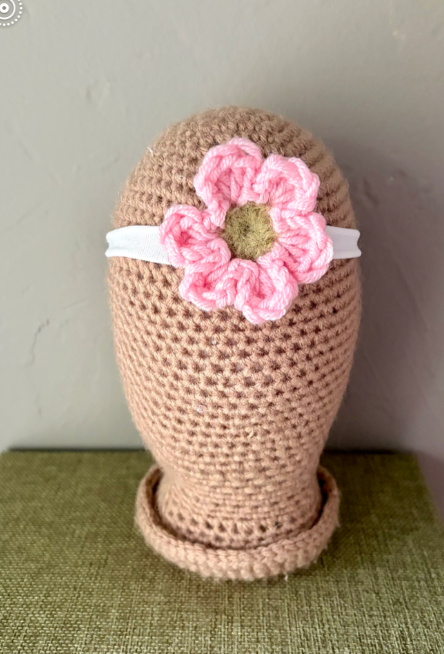 crochet flower headband pink MiaLouKC