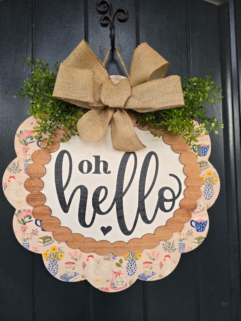 Oh Hello Chicken Quilted pattern w/bow