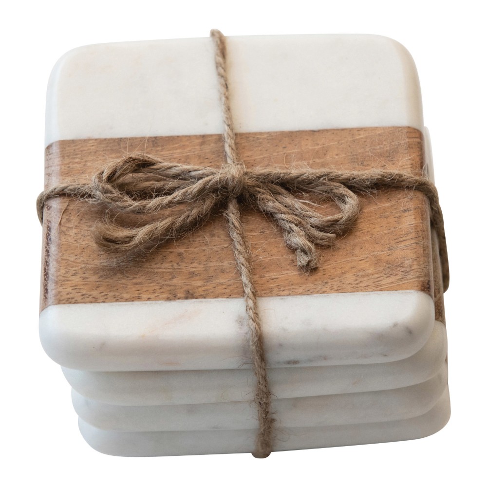 Coasters - Marble/Wood set/4