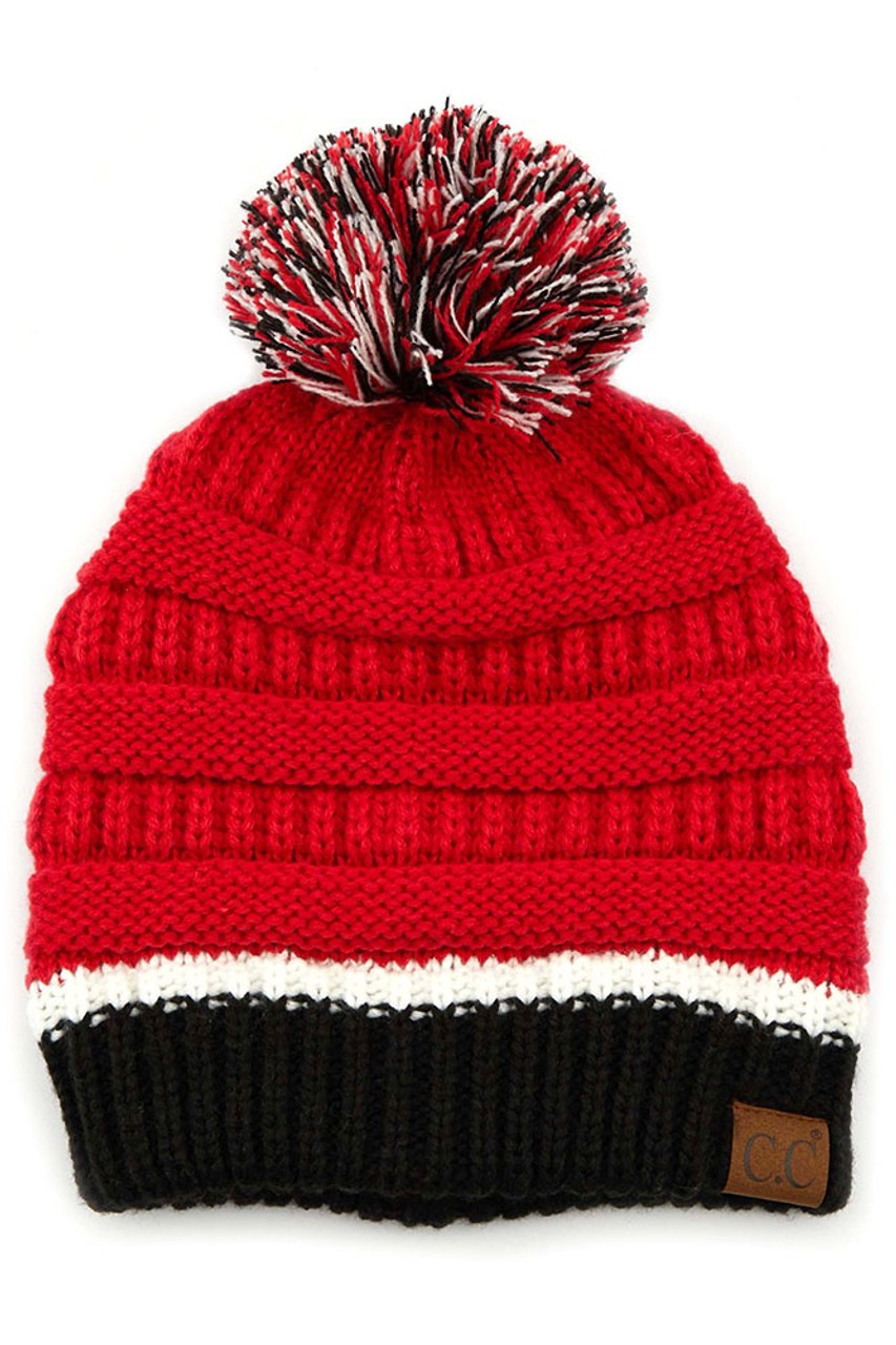 School Spirit Beanie - Red/Black/White