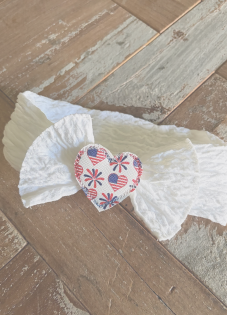 Red white blue heart bow. MiaLouKC