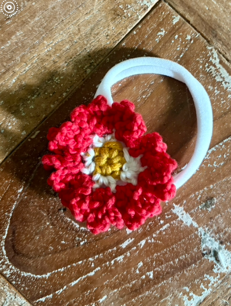 Red crochet flower headband  MiaLou26
