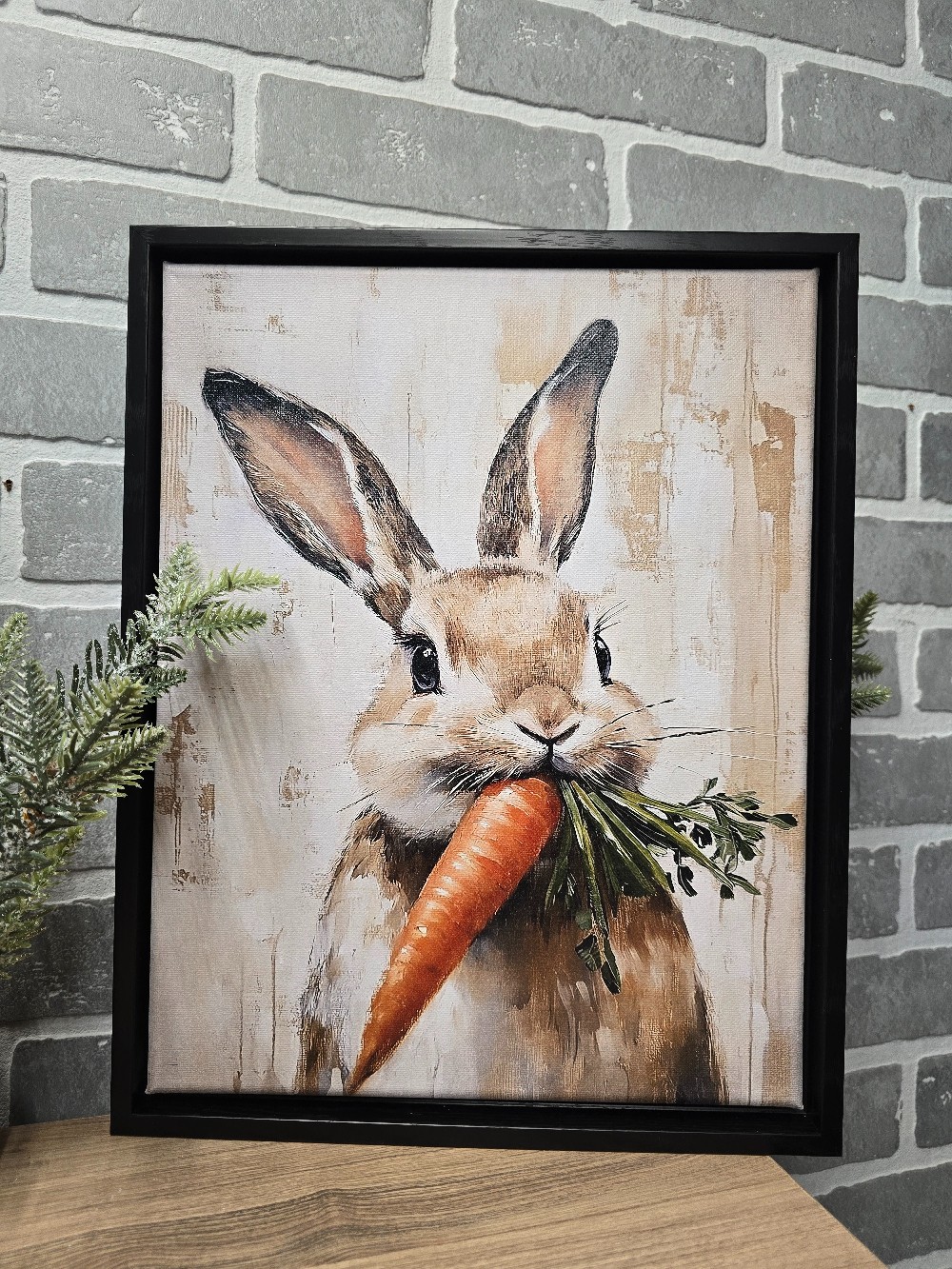 11 x 14 Framed Bunny Carrott Canvas-Black