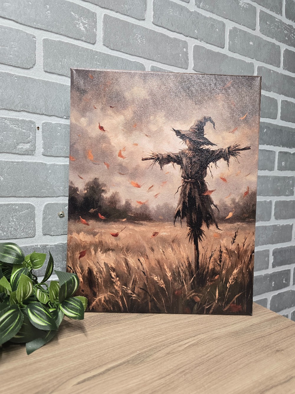 Fall Scarecrow 11 x 14 Wrapped Canvas