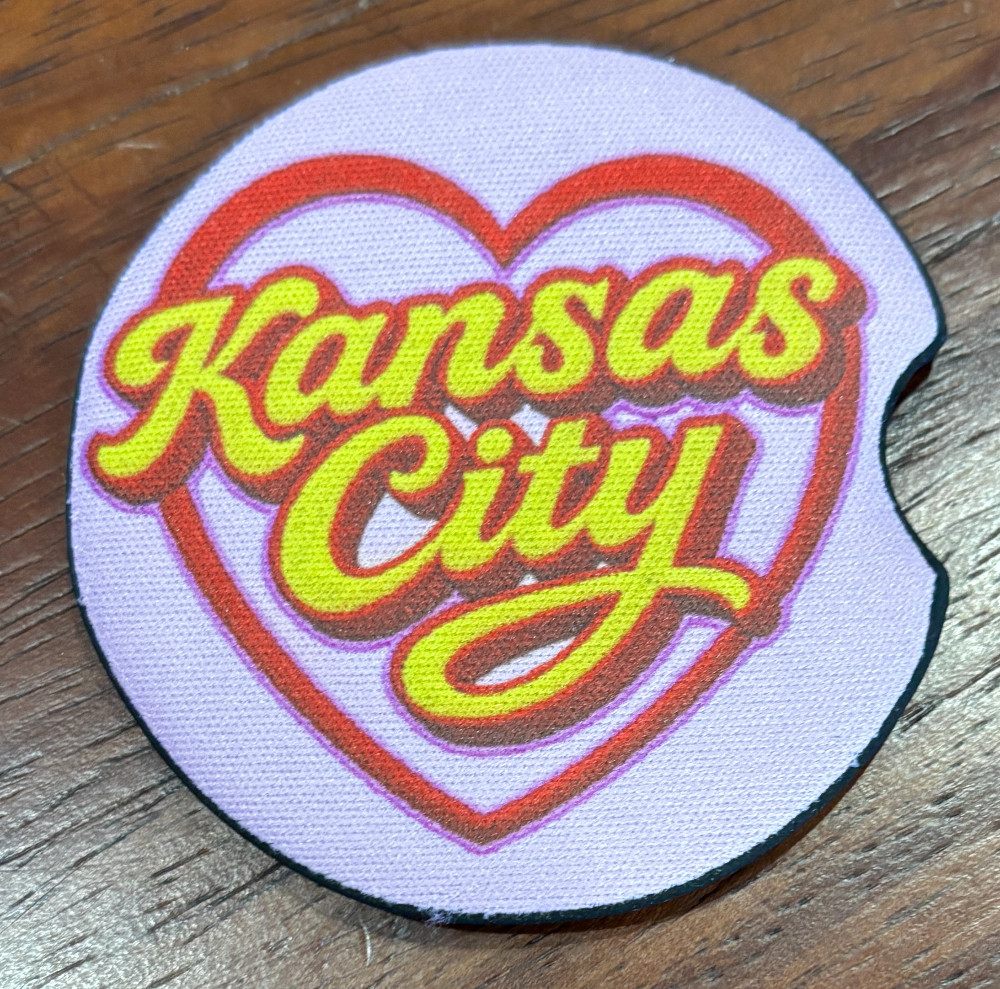 Pink KC Heart Car Coasters