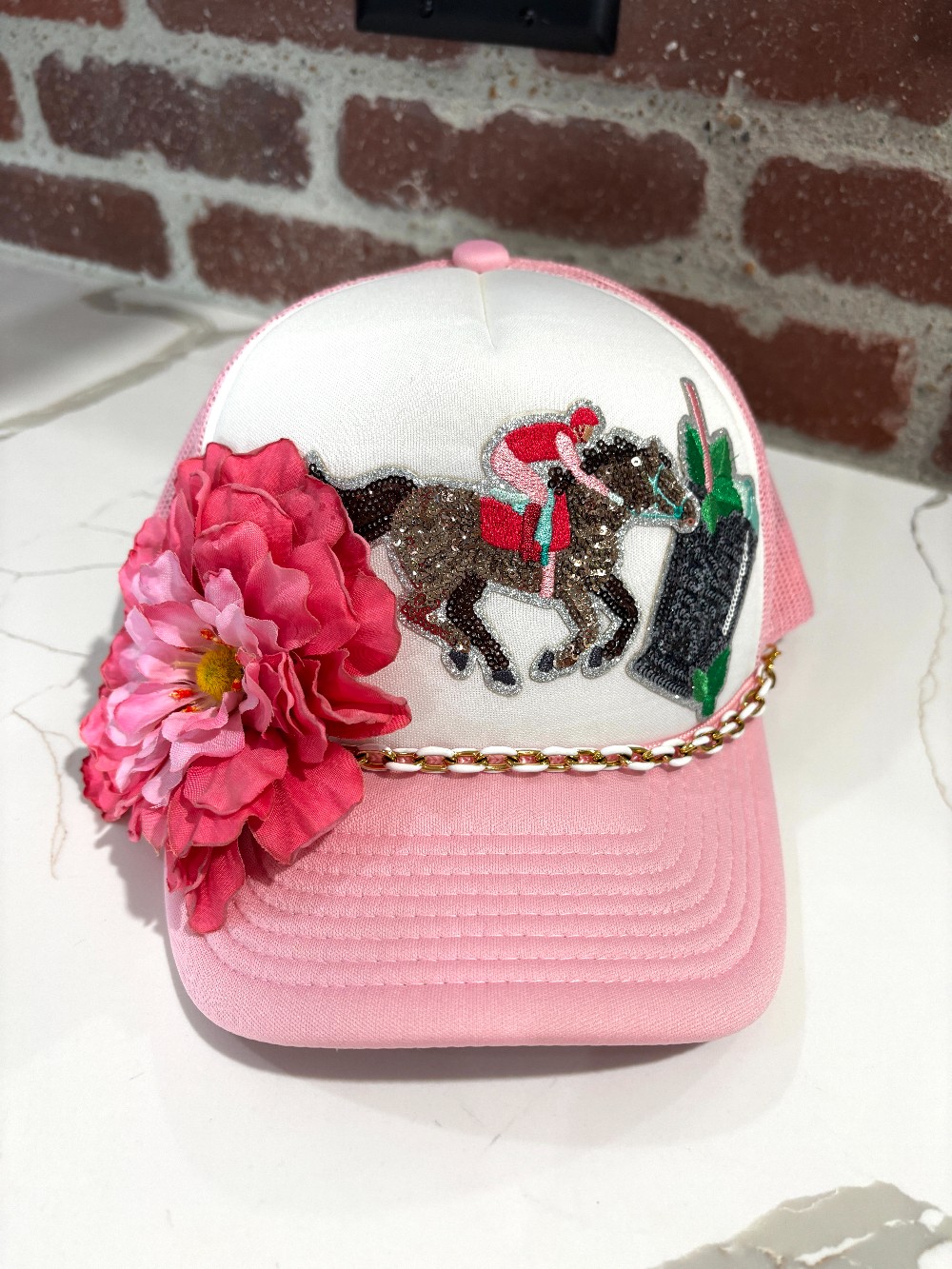 Sequin Pony Pink Truckers Hat
