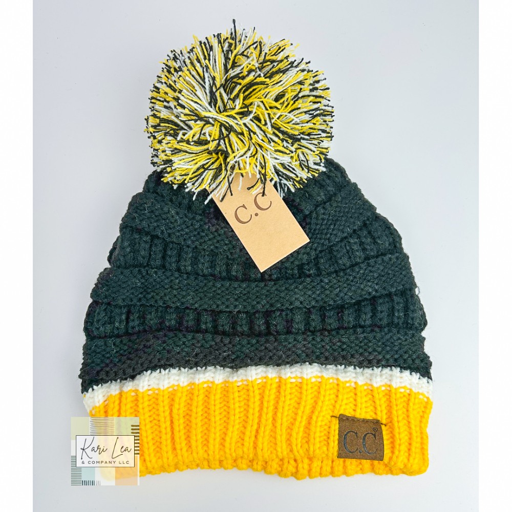School Spirit Beanie - Black/Gold/White